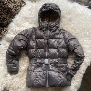 The North Face 550 fill down puffer coat. Gunmetal grey. Size youth M. 10-12